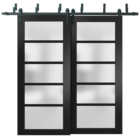 Sartodoors Barn Bypass Interior Door, 72" x 84", Black QUADRO4002BBB-BLK-7284